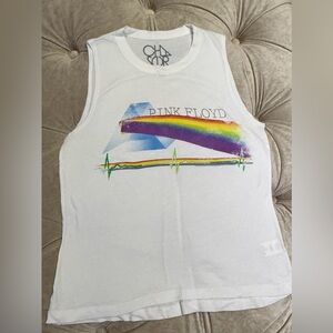 Chaser Pink Floyd Rainbow Prism White Graphic Tank